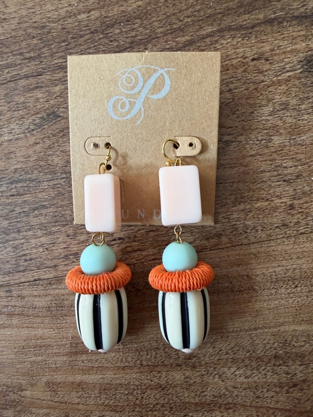 Plunder Playful Pastel & Orange Statement Drop Earrings